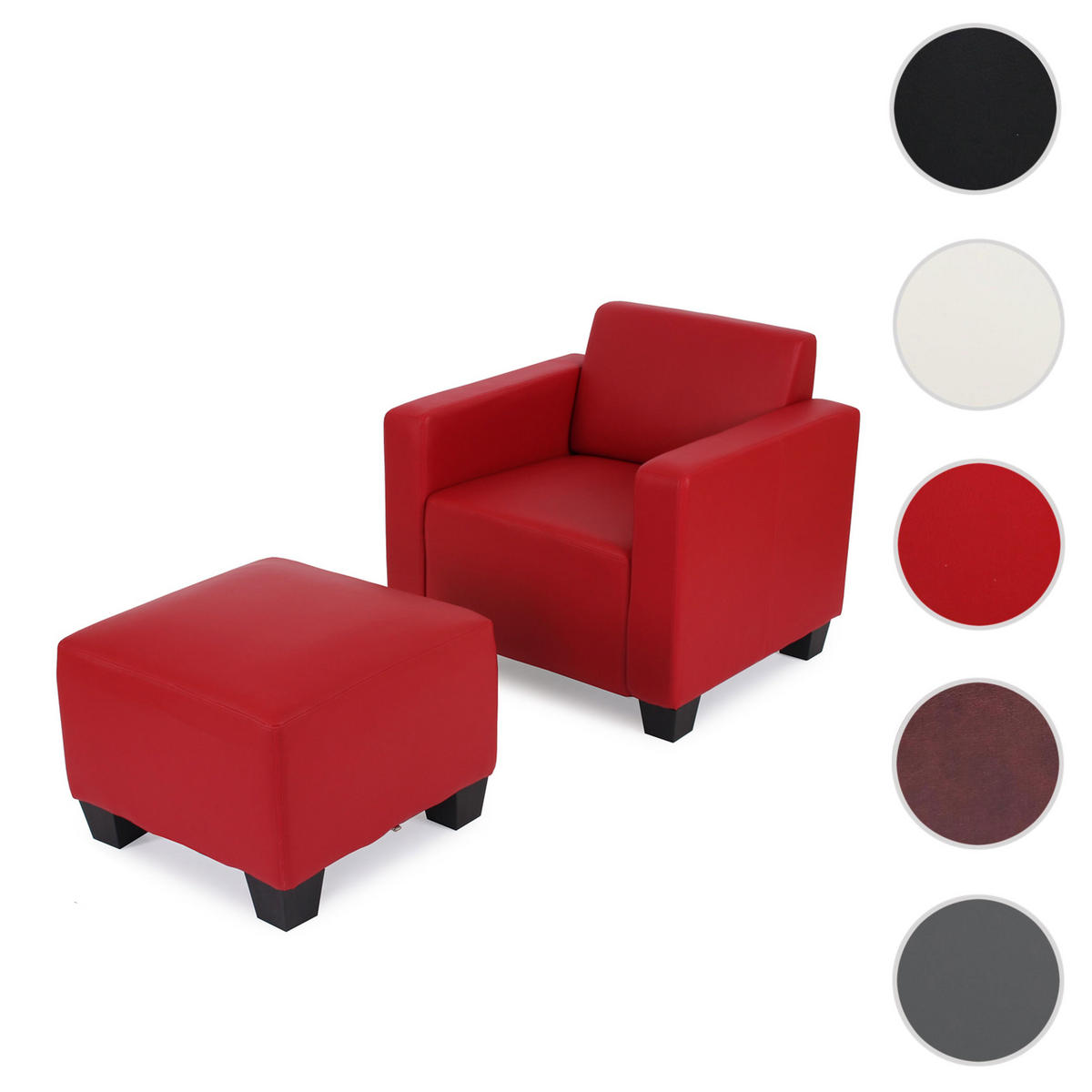 SESSEL MIT OTTOMANE Rot - Rot, Textil (82/76/72cm) - MCW