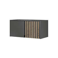 SCHRANKAUFSATZ STILO 2D 105 cm (Graphit, Lamellen Artisan Eiche, 2 Türen, Metallgriffe) - Schwarz/Graphitfarben, Holz/Holzwerkstoff (105/50/51cm) - Ravio