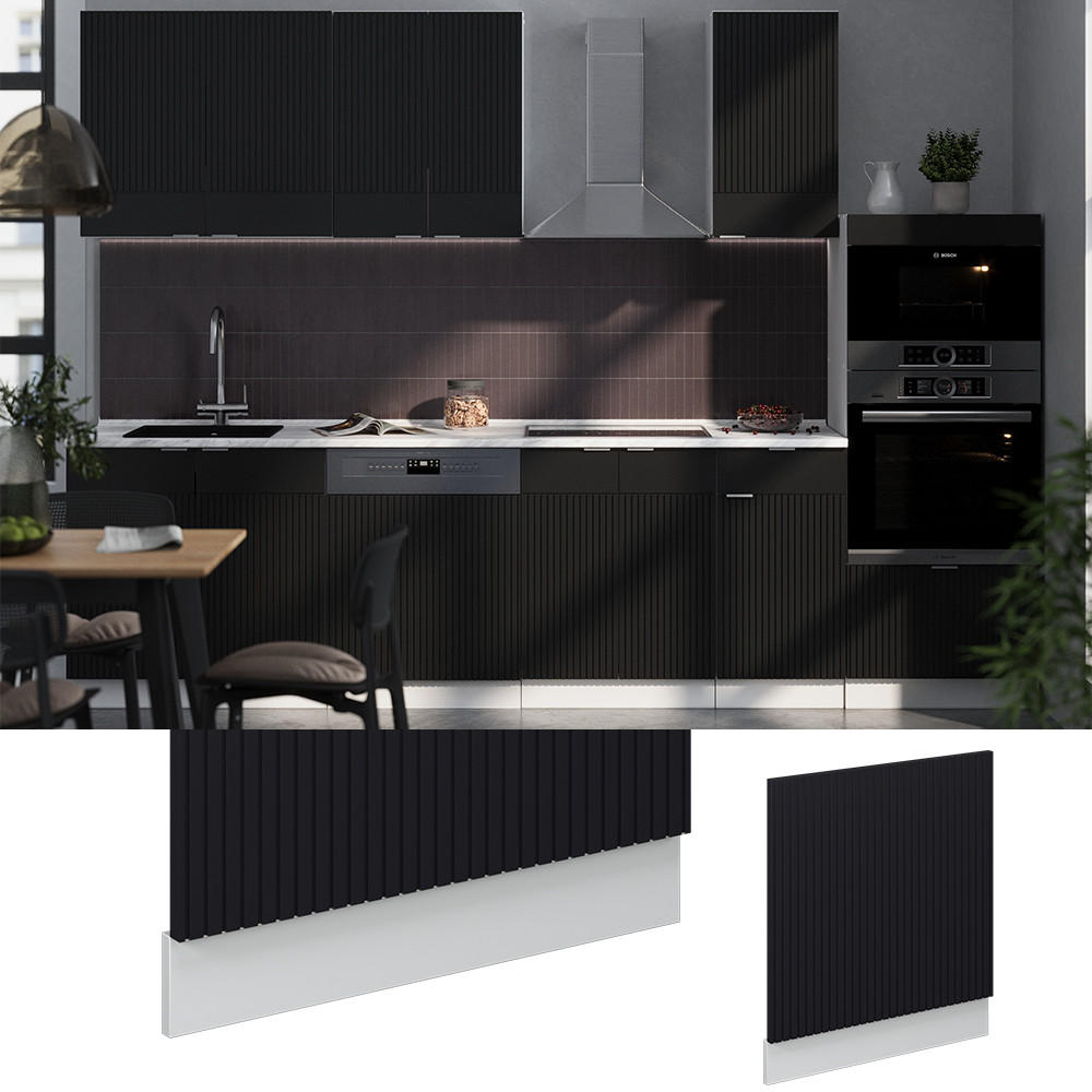FRONTBLENDE Fame-Line, Schwarz gestreift, 60 cm, AP Marmor - Schwarz/Weiß, Holzwerkstoff (60/67.4/1.6cm) - Vicco