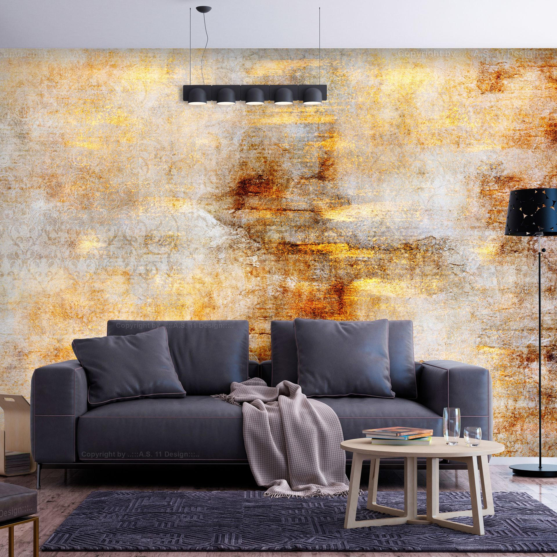 VLIESTAPETE Gold 200/140 cm - Goldfarben/Grau, Textil (200/1cm) - KUNSTLOFT