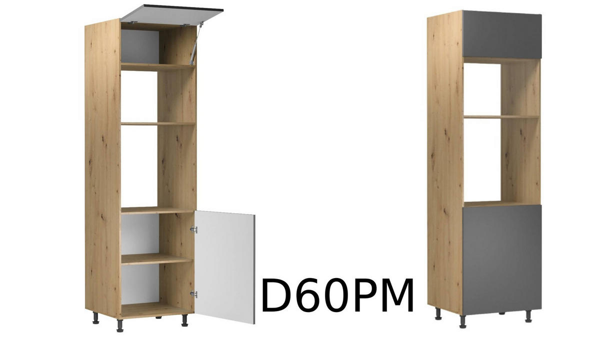 KÜCHENZEILE 340 - Langen KL1-M340 in Grau/Matt - Schwarz/Grau, Holz (340/212/58cm)