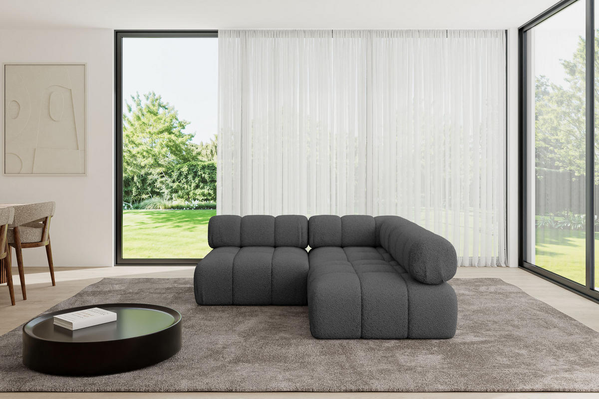 ECKSOFA modulares Sofa Samaro-L1 - 190x190x70 cm Grau Bouclé - Grau, Holzwerkstoff/Textil (190/190cm) - ALTDECOR