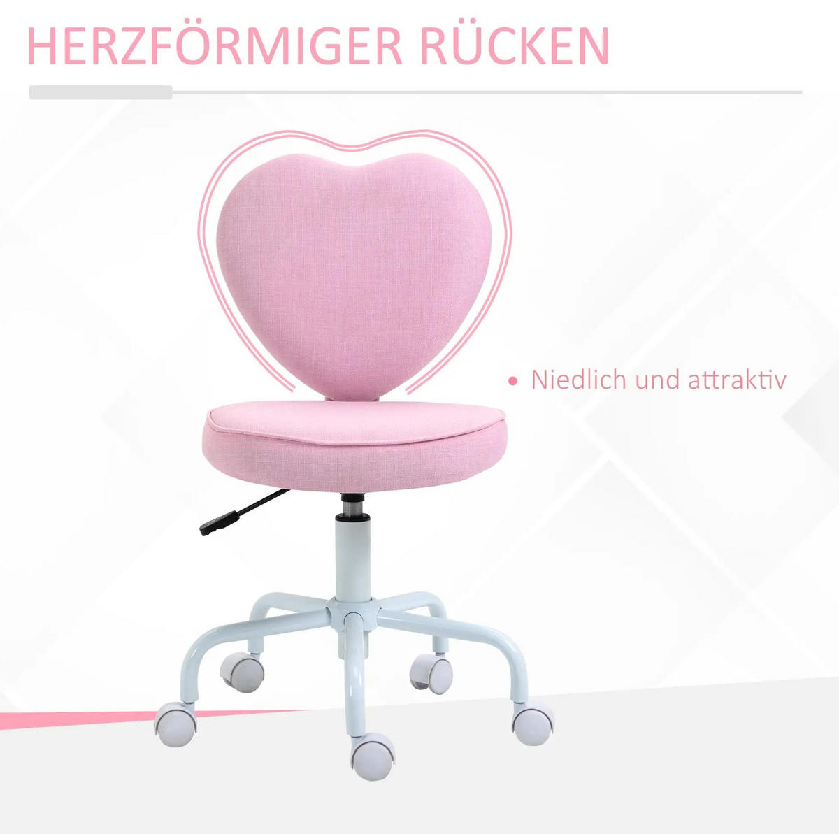 DREHSTUHL höhenverstellbar Herzform 40 x 50 x 89 cm Pink - Pink, Kunststoff (50/89/40cm) - Meubliv