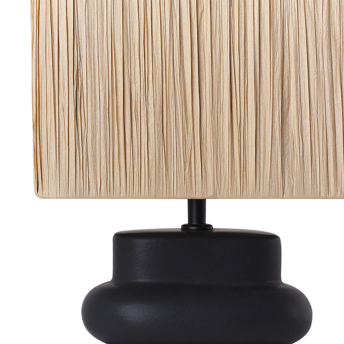 TISCHLEUCHTE Schwarz/Heller Holzfarbton Judy - Hellbraun/Schwarz, Keramik (28/28/42cm) - Beliani