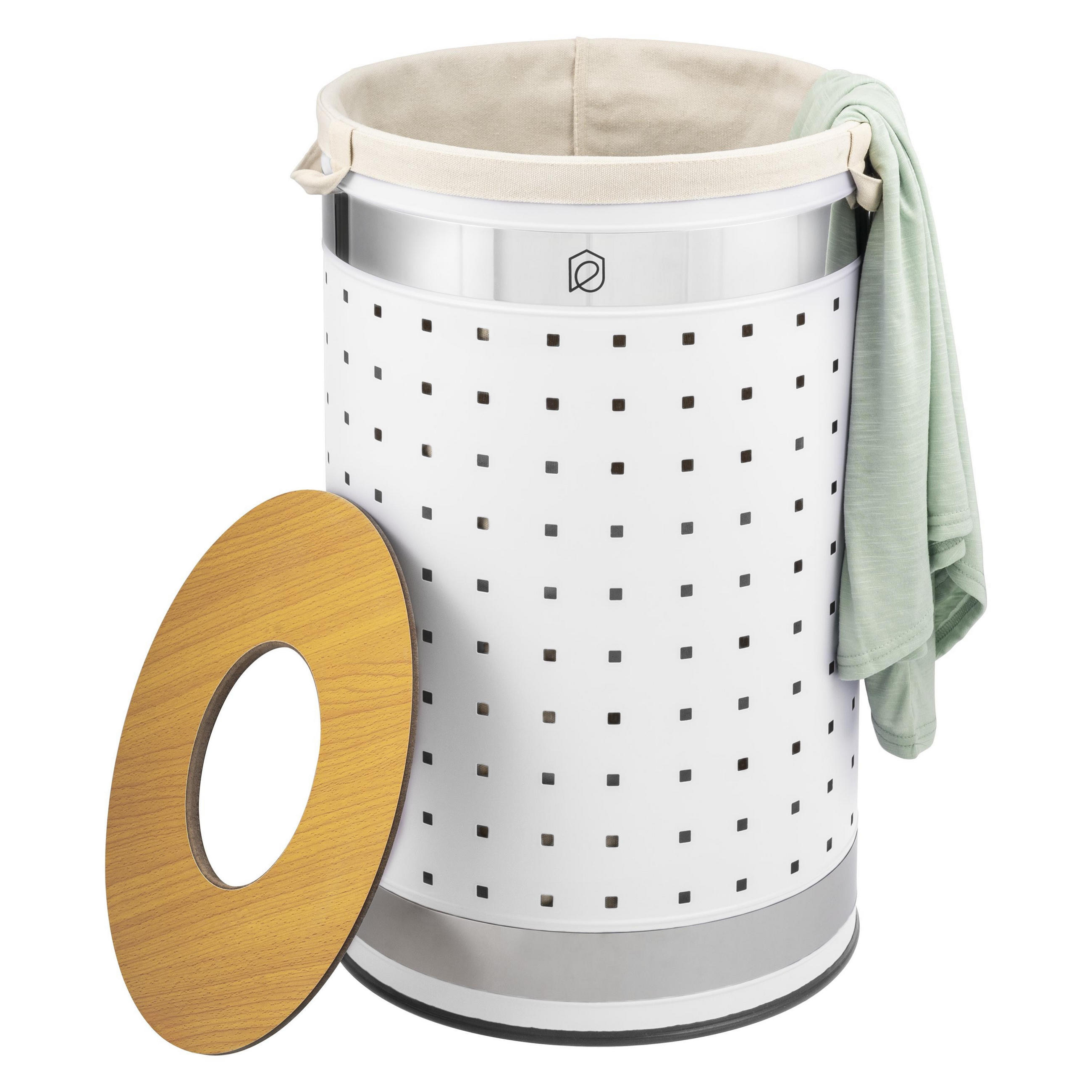 WÄSCHETONNE 50 Liter, weiß - Weiß, Metall (35.5/57.5/35.5cm) - eluno