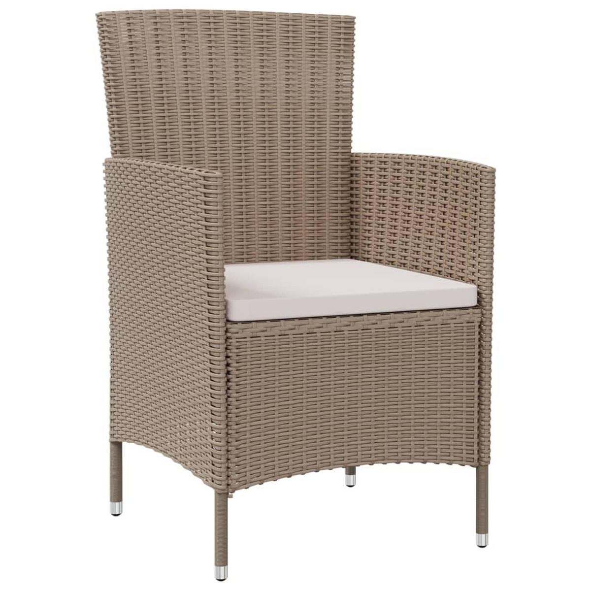 GARTENSTÜHLE mit Kissen 4 Stk. Poly Rattan Beige - Beige/Creme, Metall (61/88/60cm) - furnicato