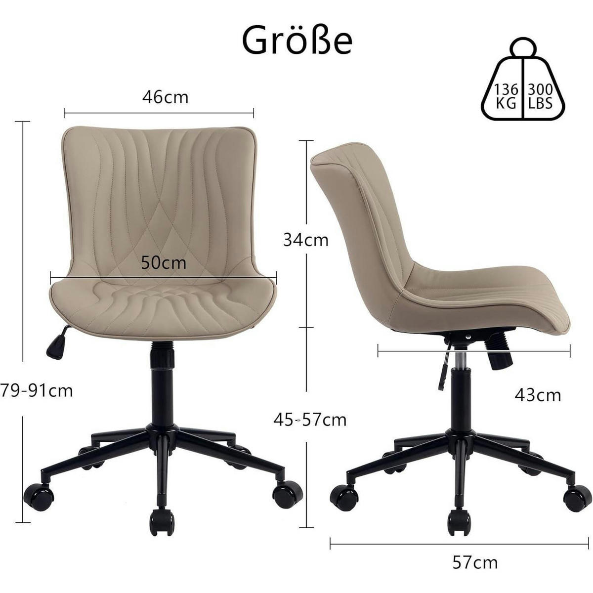BÜROSTUHL Ergonomisch Khaki - Olivgrün, Kunststoff (60/78.5/42.4cm)