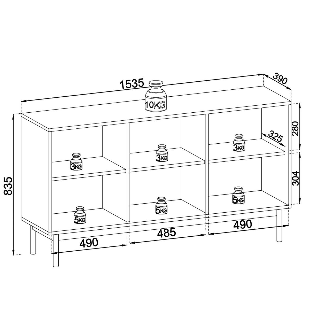 SIDEBOARD DIEPPE KOM2-3D Fräste Fronten, Kaschmir - Kaschmir, Holz/Holzwerkstoff (154/83/39cm) - Komodee