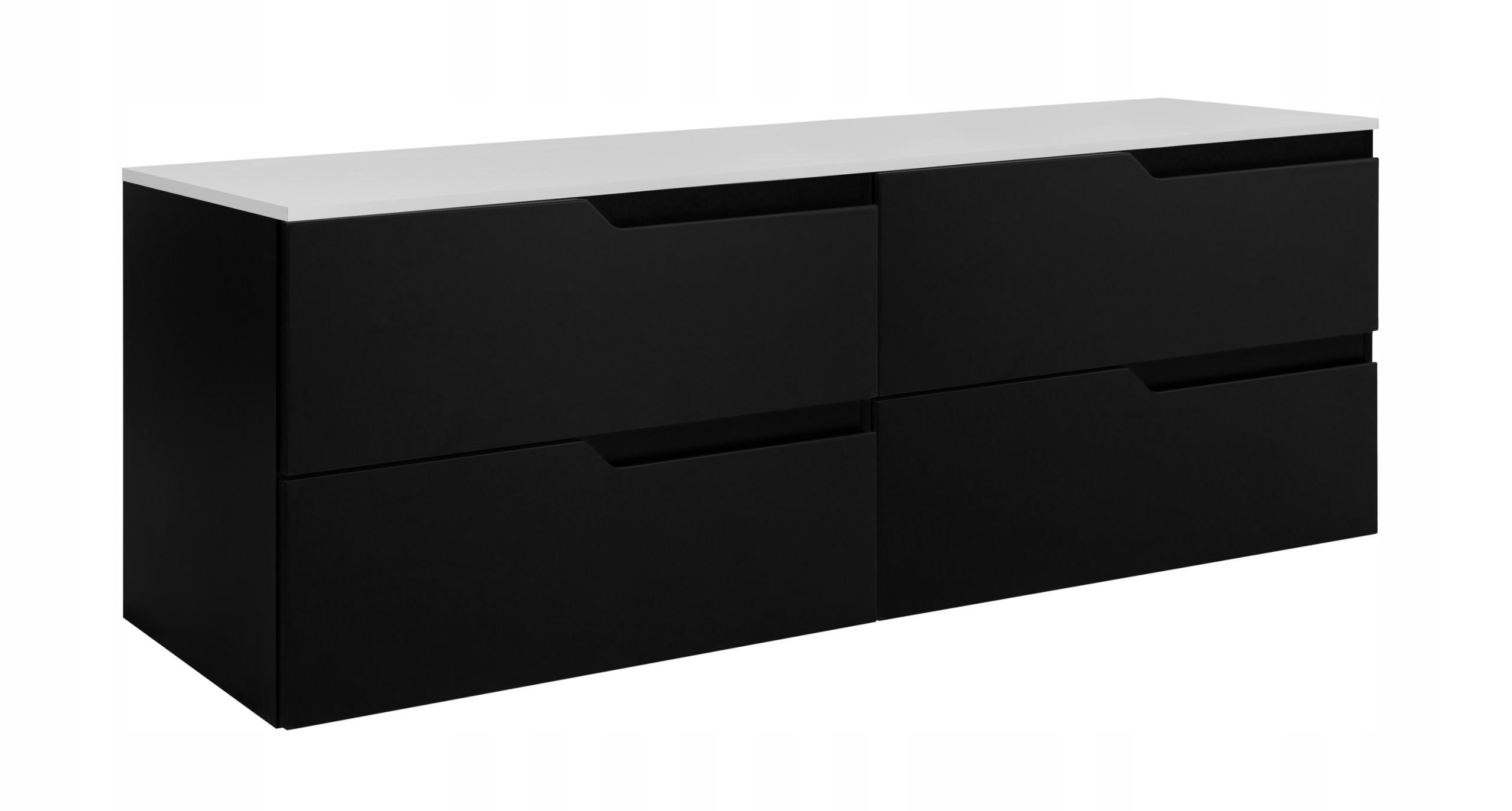 WASCHBECKUNTERSCHRANK MODERN 160cm mit Arbeitsplatte Farbe: Weiß - Schwarz - Schwarz/Weiß, Holzwerkstoff (160/57/46cm) - Rodan