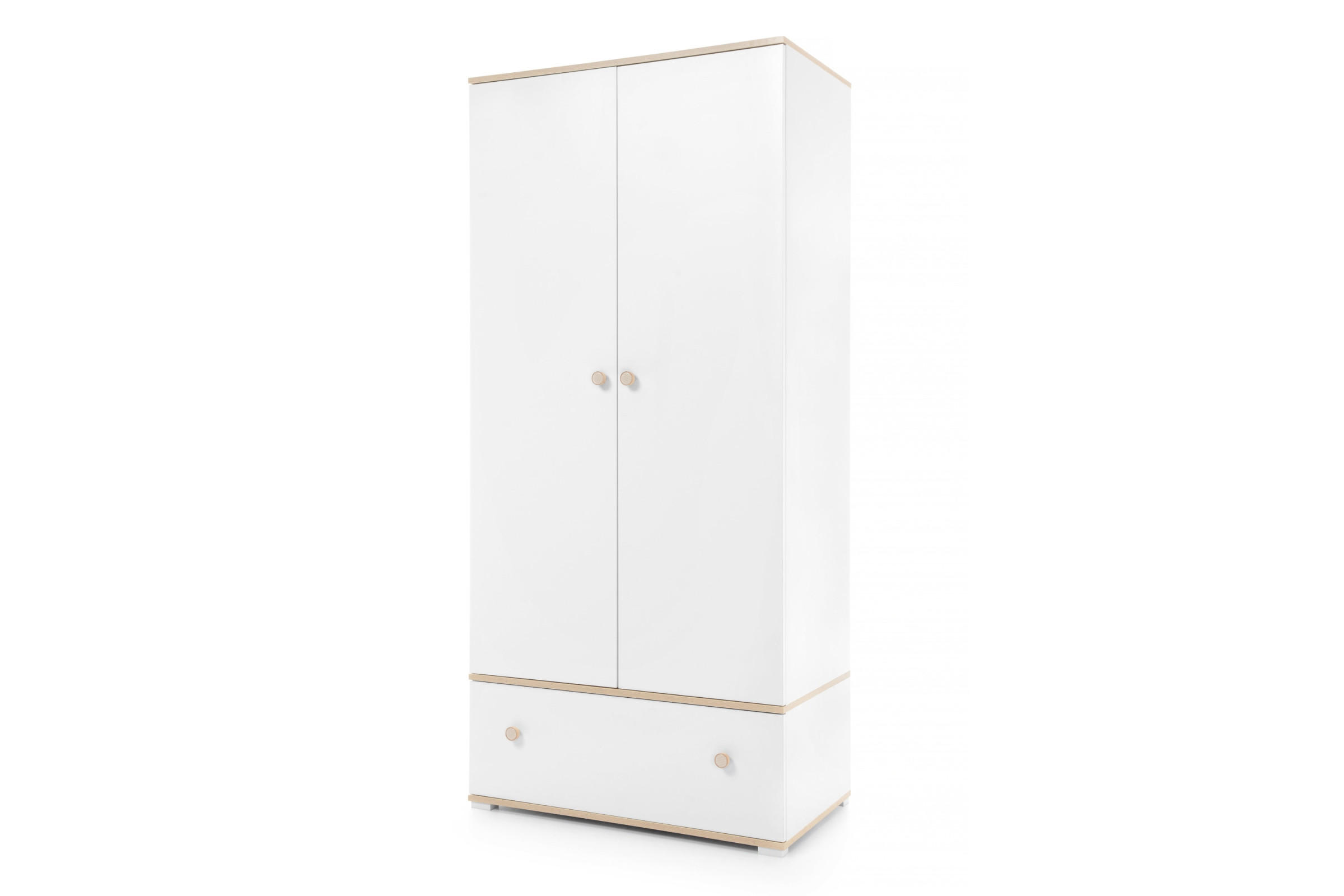 KINDERKLEIDERSCHRANK OKTAVIA 01 2-türig 90/50/195 in Weiß Matt / Eiche - Eichefarben/Weiß, Holzwerkstoff (90/195/50cm) - Deine Möbel 24