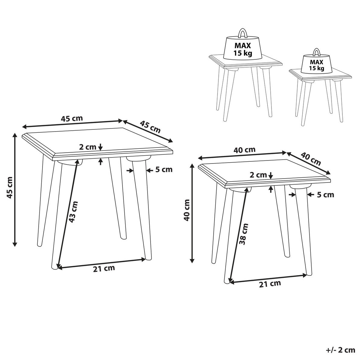 BEISTELLTISCH 2er-Set Quadratisch Grün, Gold Belidha - Grün, Holz (40/40cm) - Beliani