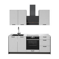 SINGLEKÜCHE Fame-Line, Weiß Landhaus/Anthrazit, 190 cm, AP Marmor - Anthrazit/Weiß, Holzwerkstoff (190/206.8/60cm) - Vicco