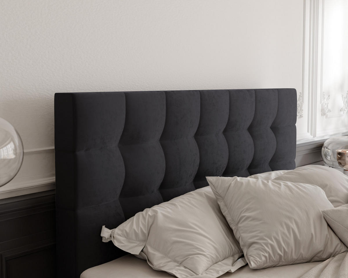 BOXBETT GRAND 140/200 cm, in Schwarz, mit Matratze und Topper - Schwarz, Holzwerkstoff/Textil (140/200cm) - Idohome