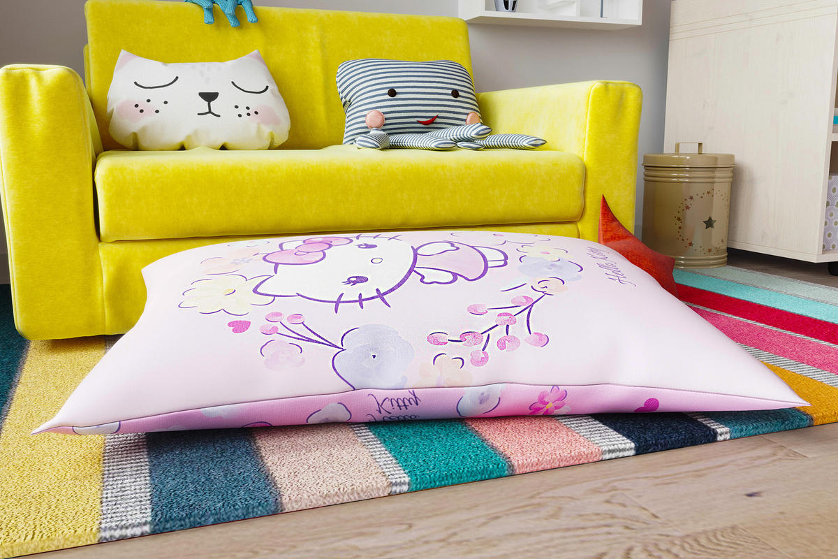 KINDER-SITZSACK - Hello Kitty - Hellrosa/Weiß, Textil (100/25/135cm) - Green Bean
