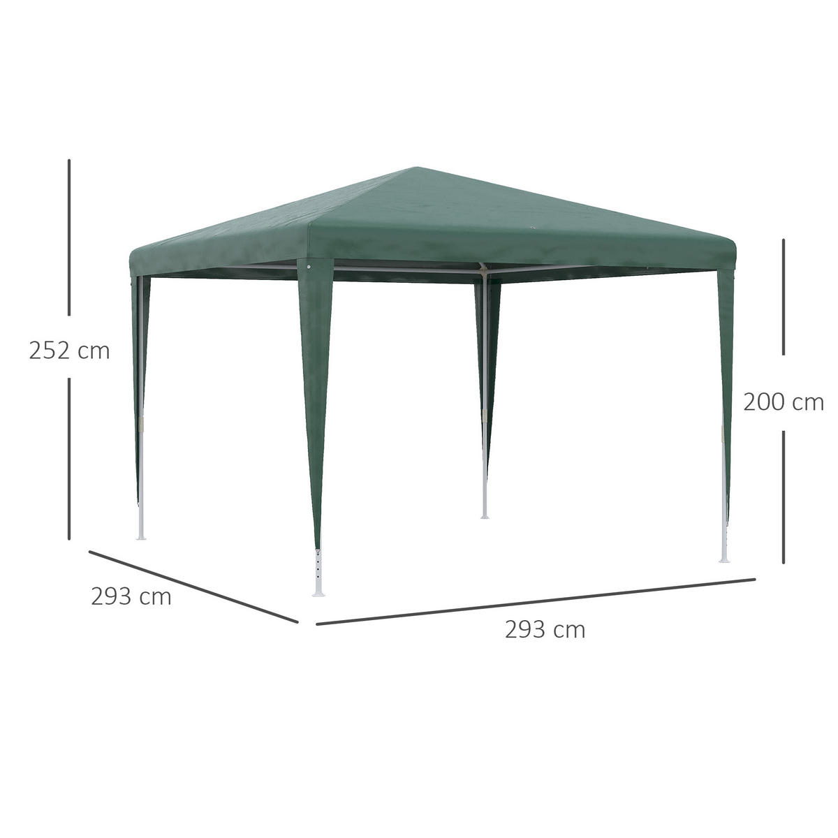 GARTENPAVILLON, Stahlrahmen mit Abflusslöchern, metallfarben - Dunkelgrün, Metall (15/17/112cm) - Vallsero
