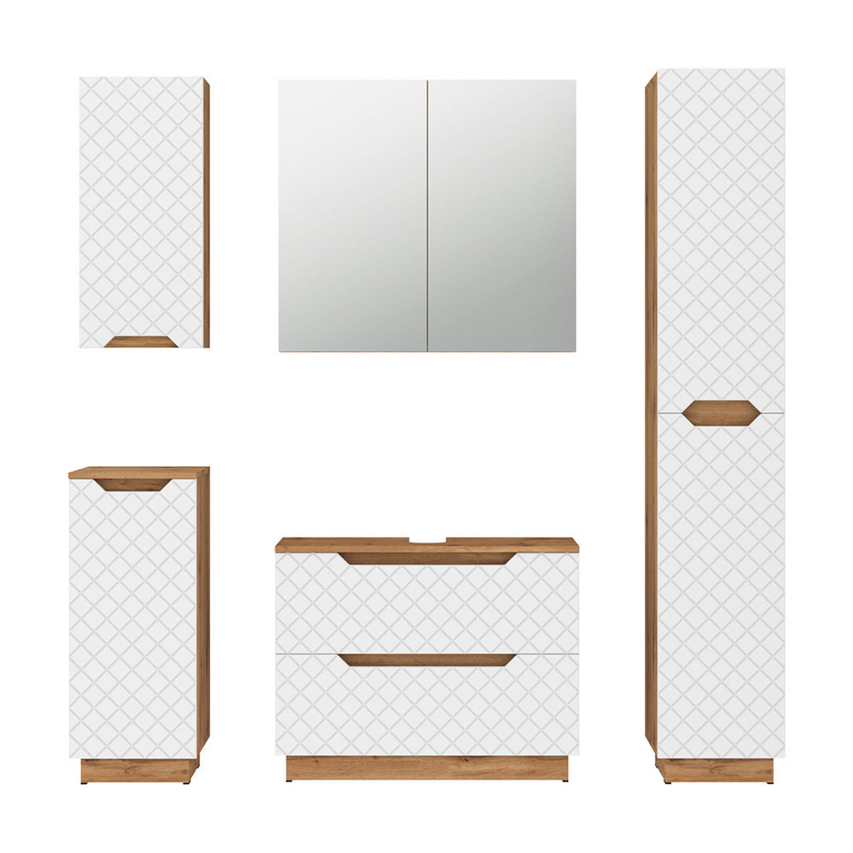 KOUPELNOVÝ NÁBYTEK Lotta Dub/bílá se strukturou dlaždic - bílá/barva dubu, kompozitní dřevo (79.6/62.1/32cm) - Vicco