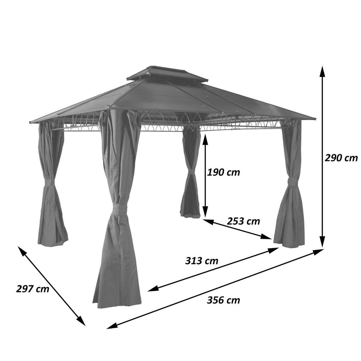 HARDTOP PERGOLA Grau - Grau, Textil (360/290/300cm) - MCW