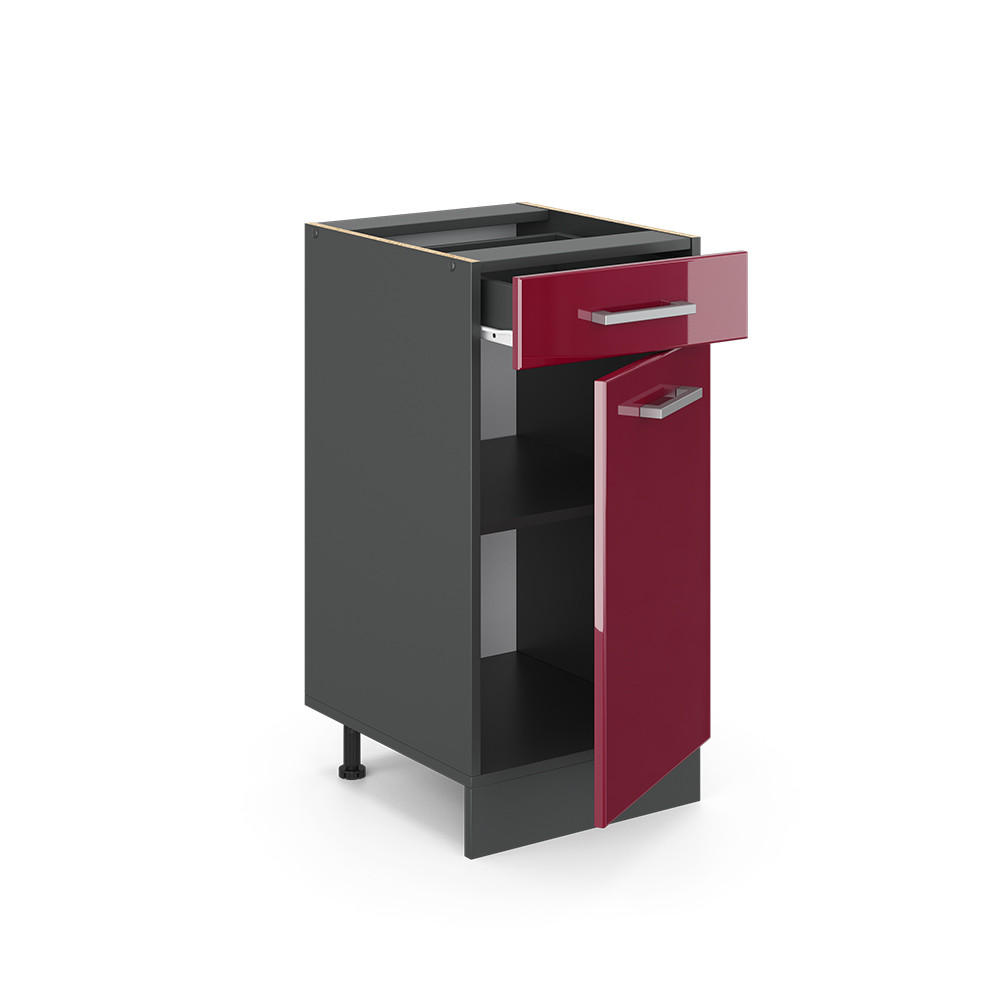 KÜCHENUNTERSCHRANK R-Line Rot Hochglanz 40 cm ohne Arbeitsplatte - Anthrazit/Rot, Holzwerkstoff (40/81.6/46cm) - Vicco