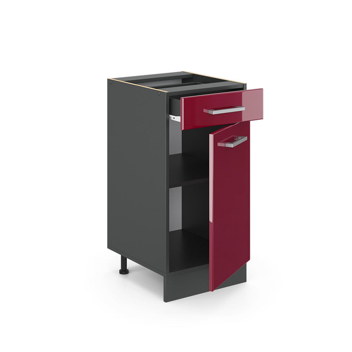 KÜCHENUNTERSCHRANK R-Line Rot Hochglanz 40 cm ohne Arbeitsplatte - Anthrazit/Rot, Holzwerkstoff (40/81.6/46cm) - Vicco