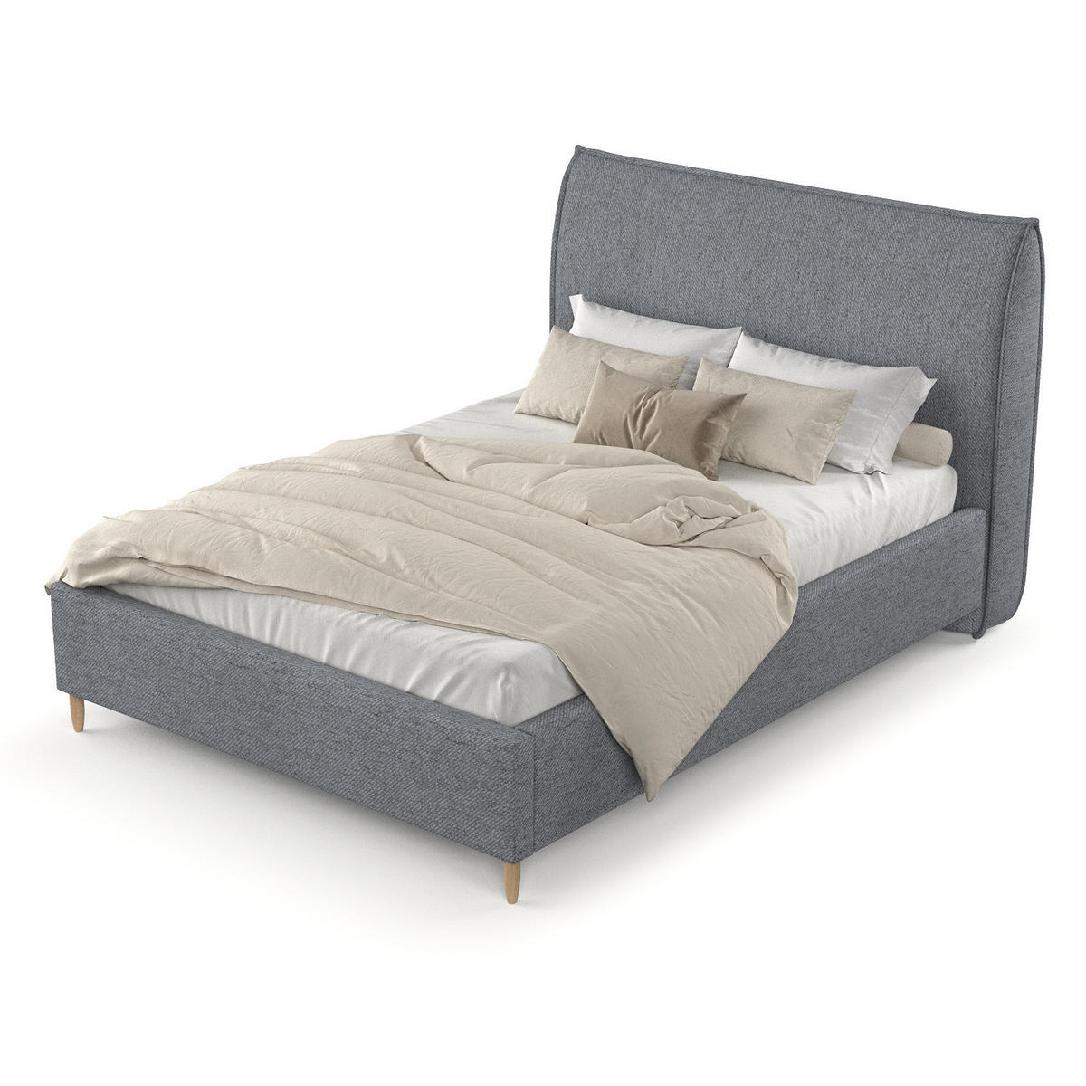 POLSTERBETT Mira 140/200 cm Grau im Neve Stoff - Naturfarben/Grau, Holz/Holzwerkstoff (140/200cm) - AltaBeds