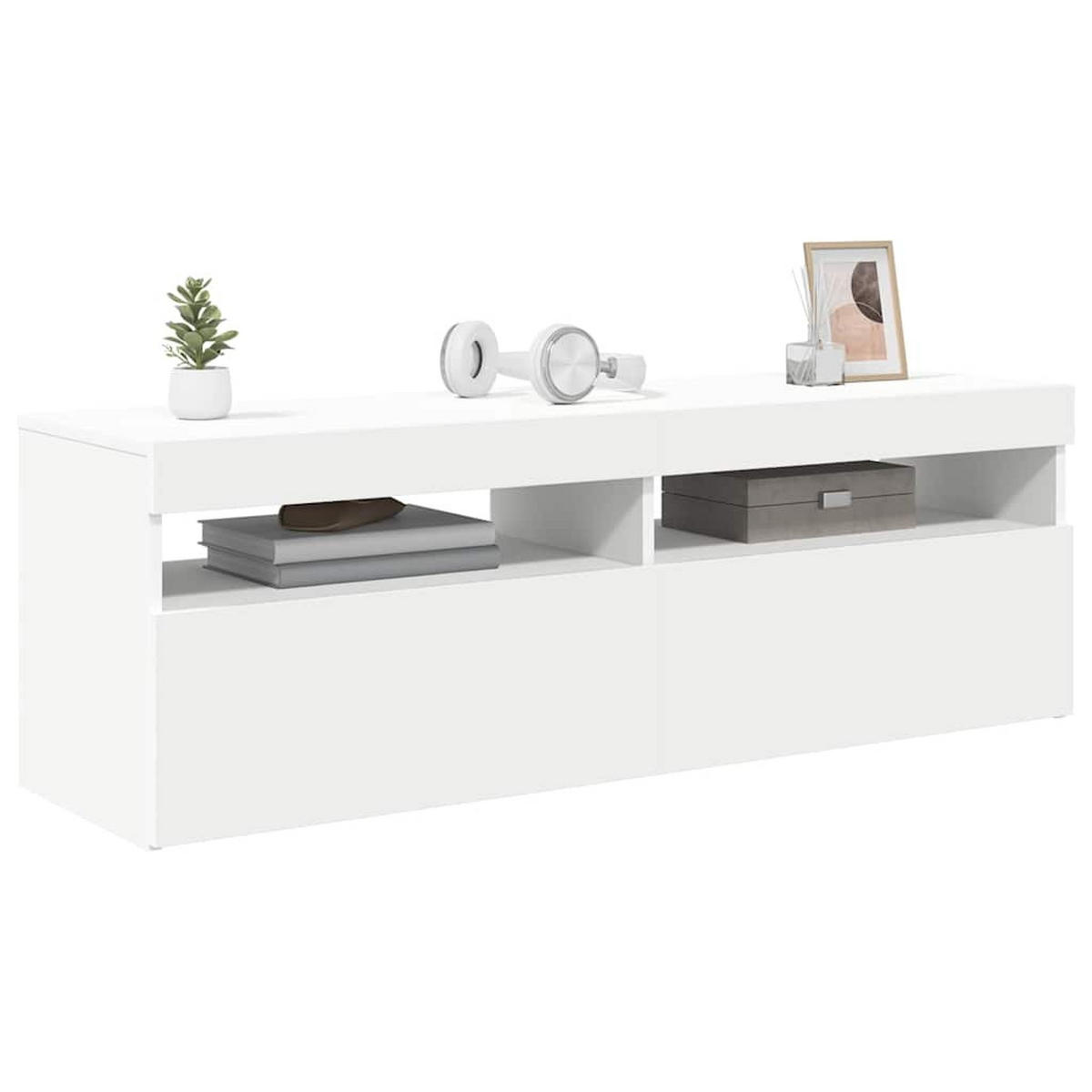 TV-SCHRANK Mit Led-Leuchten Weiss 120/35/40 Cm - Weiß, Holzwerkstoff (34/40/70cm) - vidaXL