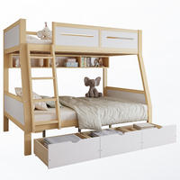 ETAGENBETT 90/200 & 120/200 cm mit Schubladen und Bücherregal in Weiß/Natur - Weiß, Holz (90/200cm) - BEAOK