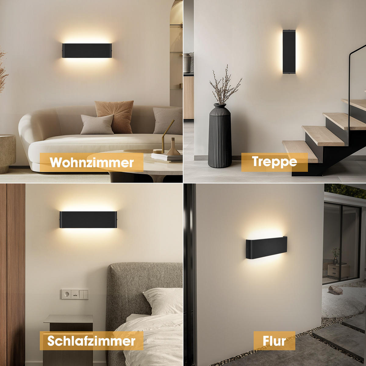 WANDLAMPE LED WA1021D Innen - Schwarz, Metall (9/3.5/40cm) - LOVHAUS