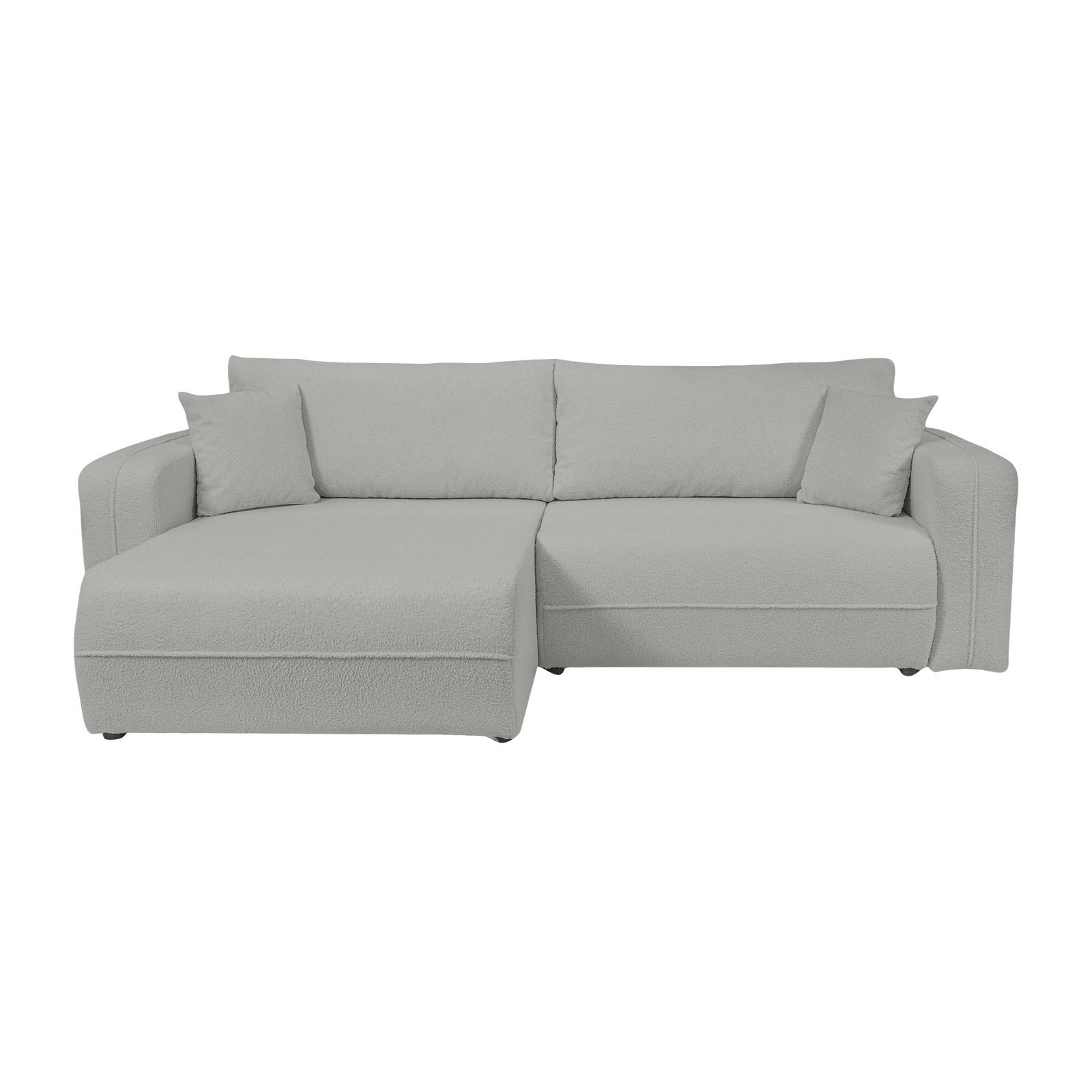 ECKSOFA Oreo L-Form Mit Bettkasten Und Schlaffunktion Quelle-Stoff Grau Links - Grau, Holz (143/247cm) - Kaiser Möbel