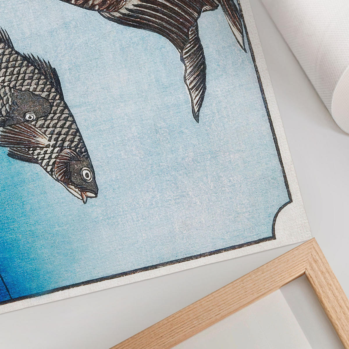 POSTER - 59x42 cm (A2) - Utagawa Hiroshige - Karpfen und Karauschen - Blau, Textil (59.4/42/0.1cm) - TULUP