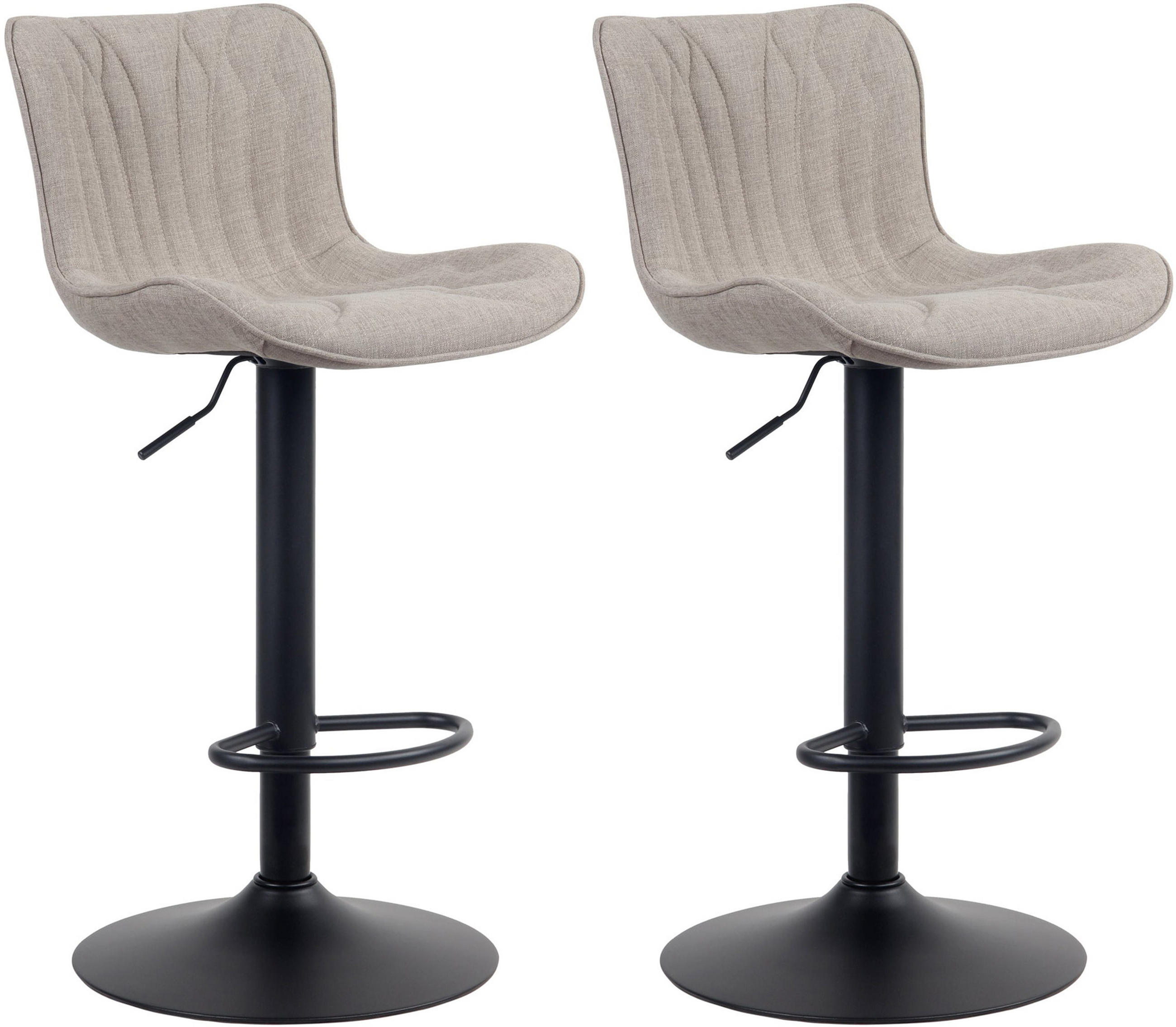 BARHOCKER 2er Set Linea Stoff taupe - Schwarz/Grau, Textil/Metall (48/107/54cm) - TPFLiving