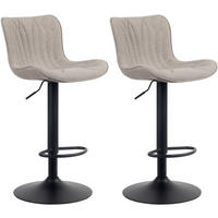 BARHOCKER 2er Set Linea Stoff taupe - Schwarz/Grau, Textil/Metall (48/107/54cm) - TPFLiving