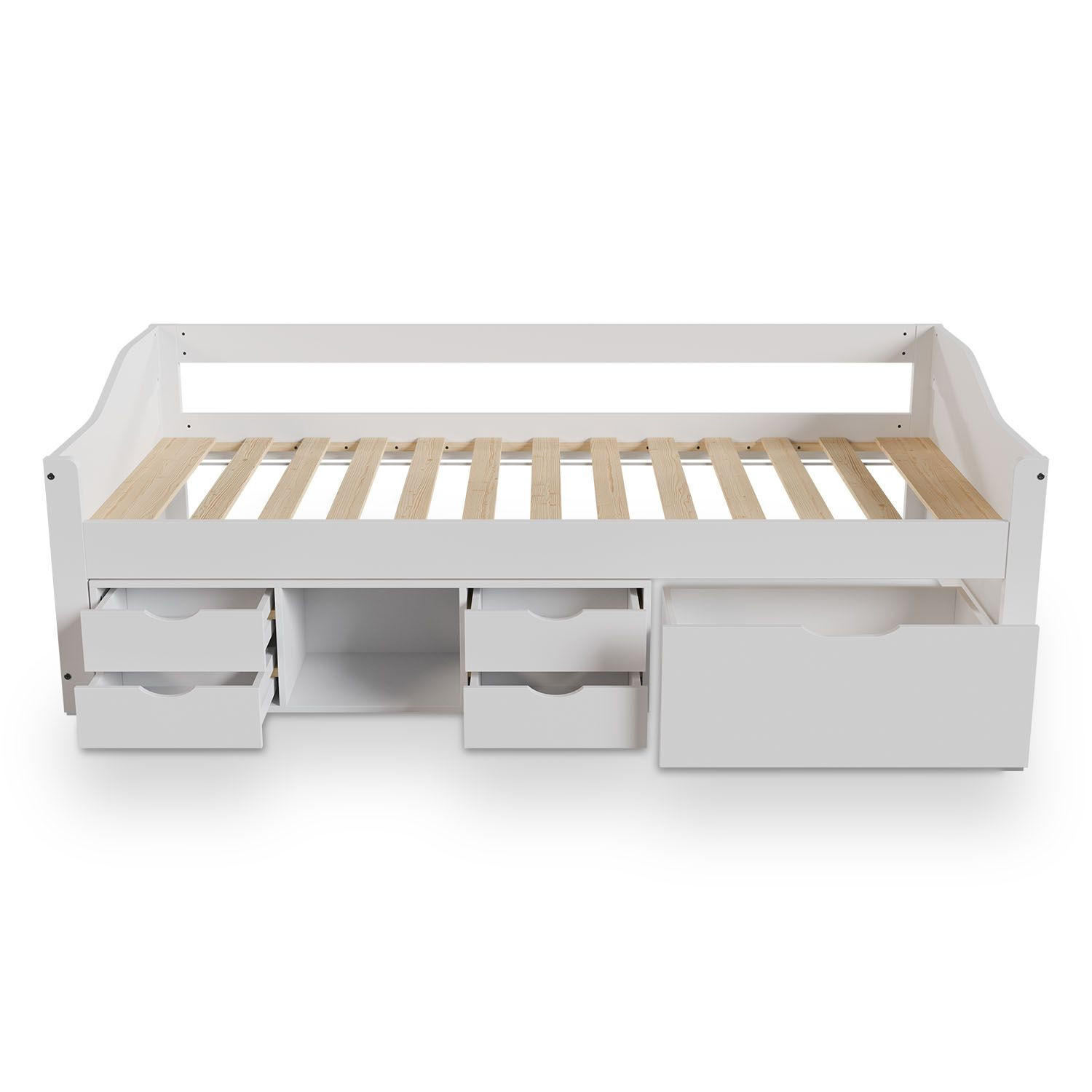KINDER-FUNKTIONSBETT Nalu weiß 90x200 cm - Weiß, Holz (90/200cm) - Juskys
