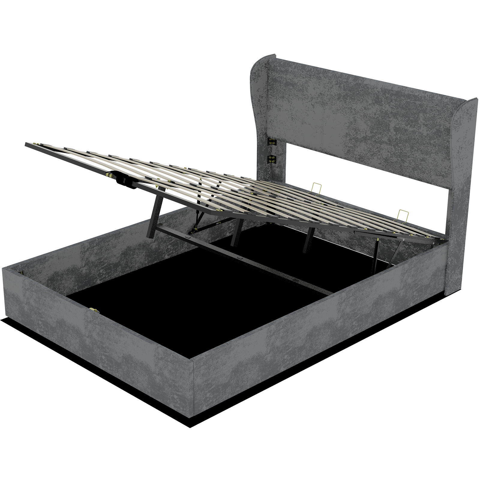 STAURAUMBETT 160/200 cm DE-35479 mit Gaslift-Staufach Grau - Grau, Metall (160/200cm) - ComfortXL