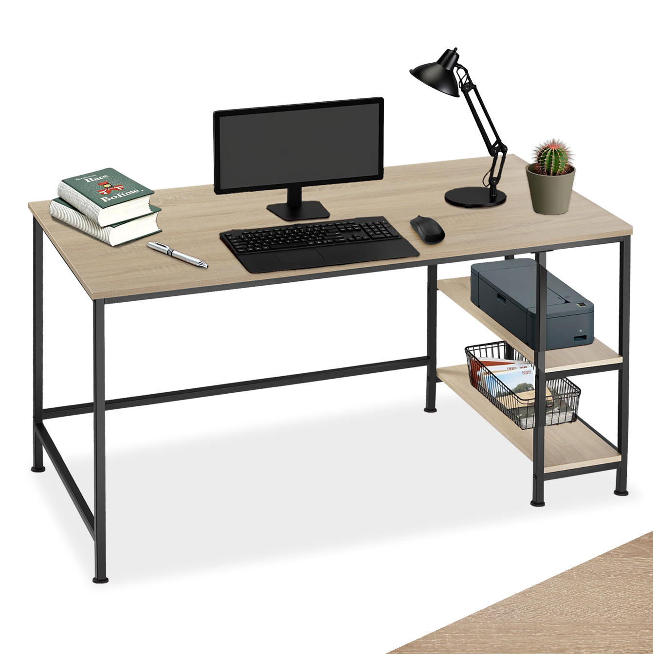 COMPUTERTISCH Canton,120 x 60 x 75,5 cm,Industrial Holz hell, Eiche Sonoma - Naturfarben, Holzwerkstoff (120/60/75.5cm) - tectake