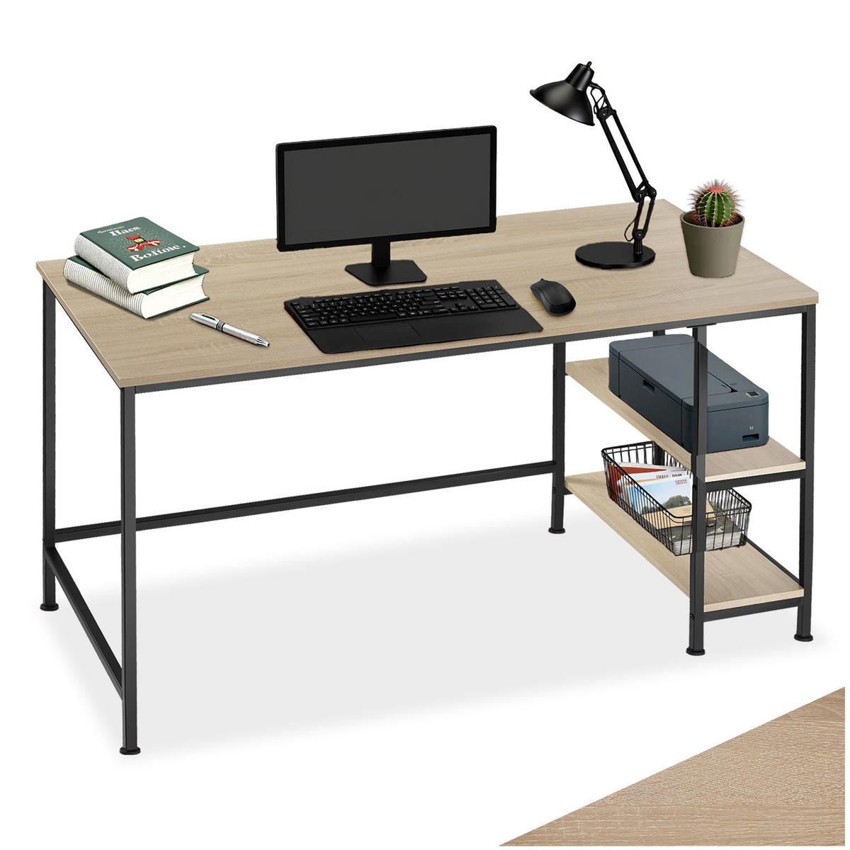 COMPUTERTISCH Canton,120 x 60 x 75,5 cm,Industrial Holz hell, Eiche Sonoma - Naturfarben, Holzwerkstoff (120/60/75.5cm) - tectake