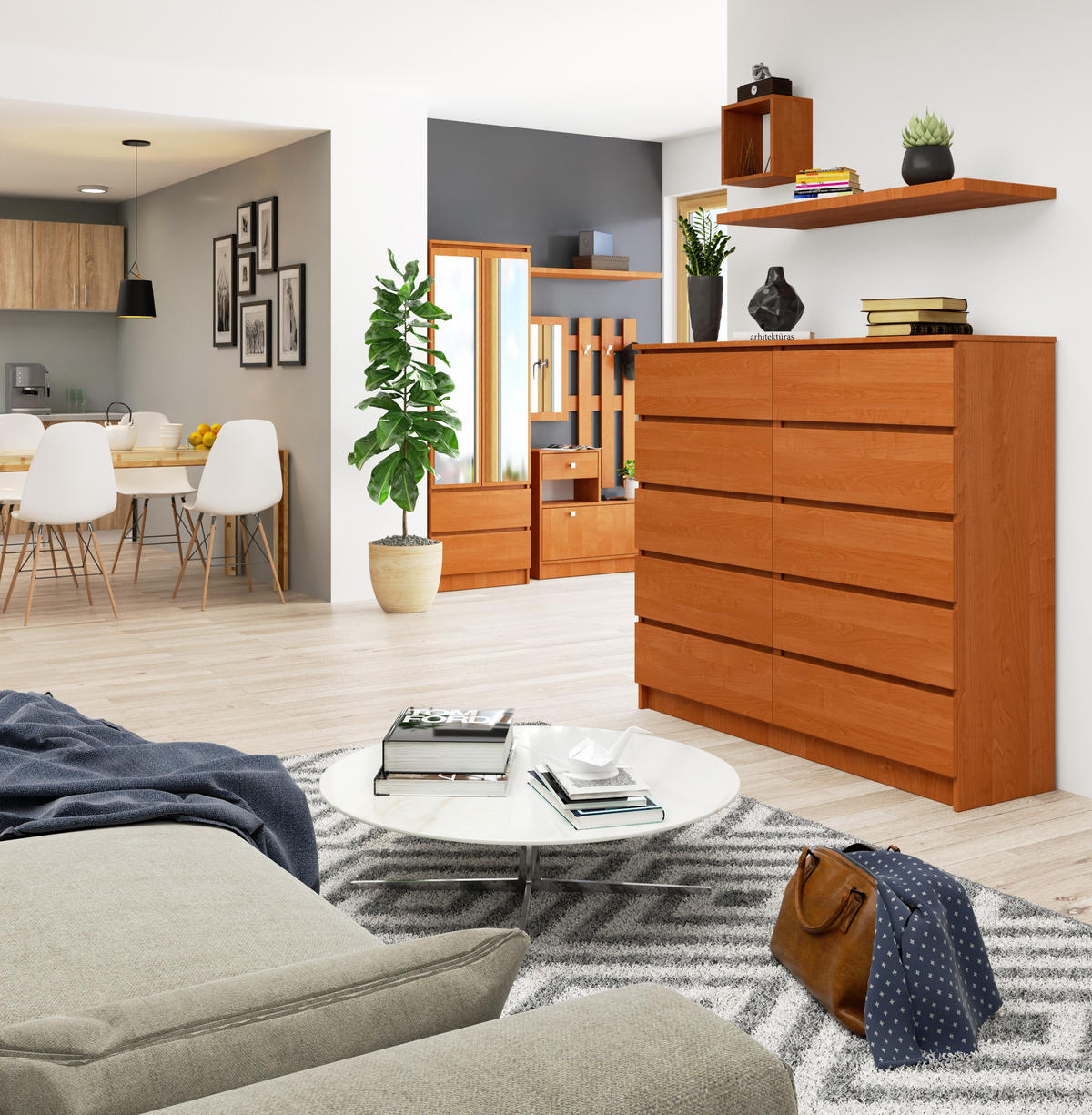 KOMMODE Erlefarben 121/138/40 - Erlefarben, Holzwerkstoff (138/121/40cm) - RAUMHIRSCH FURNITURE