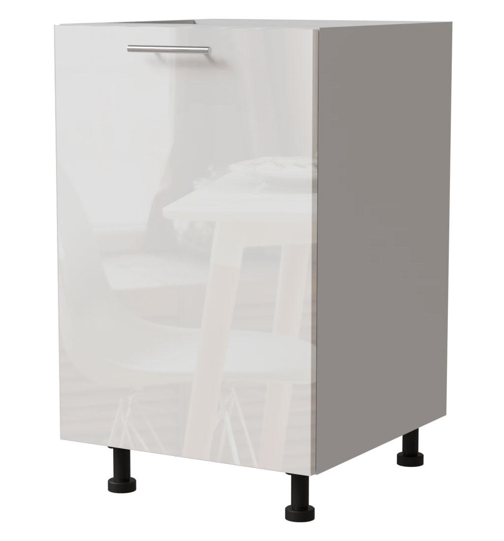 Feldmann-Wohnen Küchenunterschrank Weiß Hochglanz, Weiß 50x82x50 cm
