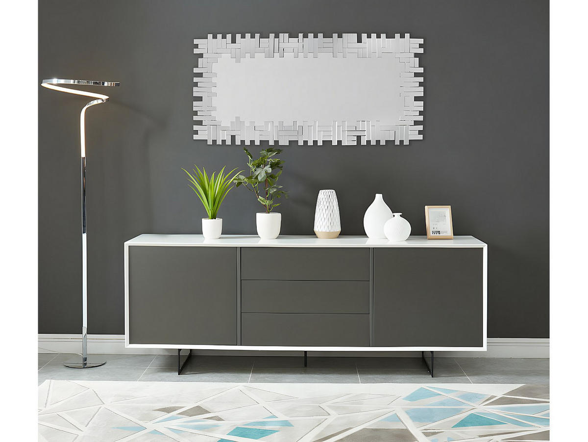 WANDSPIEGEL - 57 x 120 cm - Silberfarben - LOLA - Silberfarben, Metall (57/120/2cm) - Vente-Unique