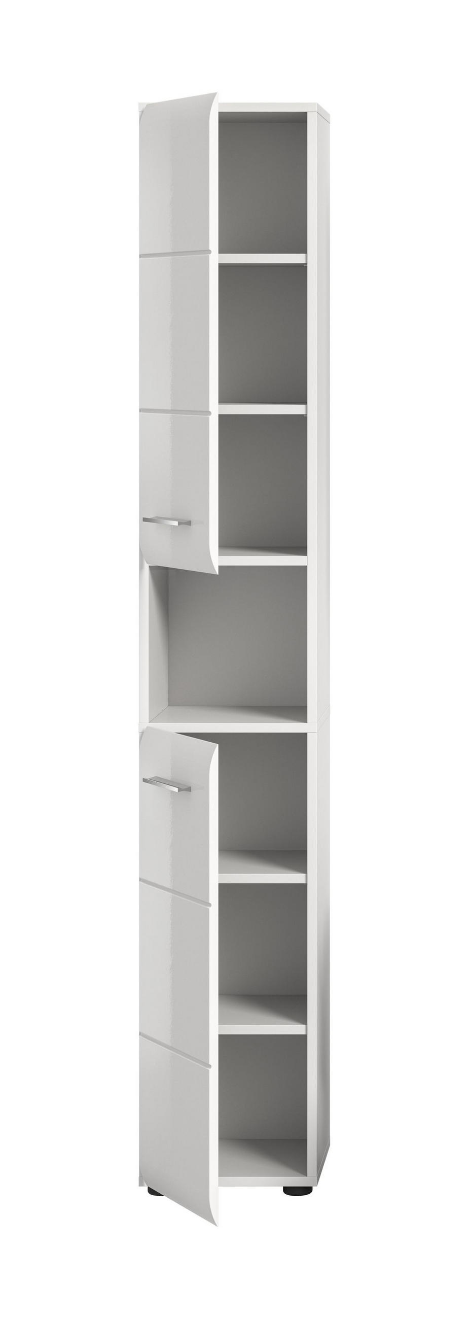 HOCHSCHRANK Alba (B/H/T: ca. 30/185/30 cm) in Weiß/weiß hochglanz - Weiß, Holzwerkstoff (30/185/30cm)