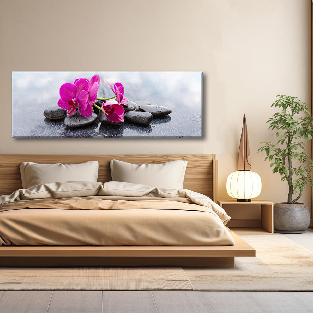 WANDBILD rosa blume orchidee - Pink, Textil (90/30cm) - Feeby