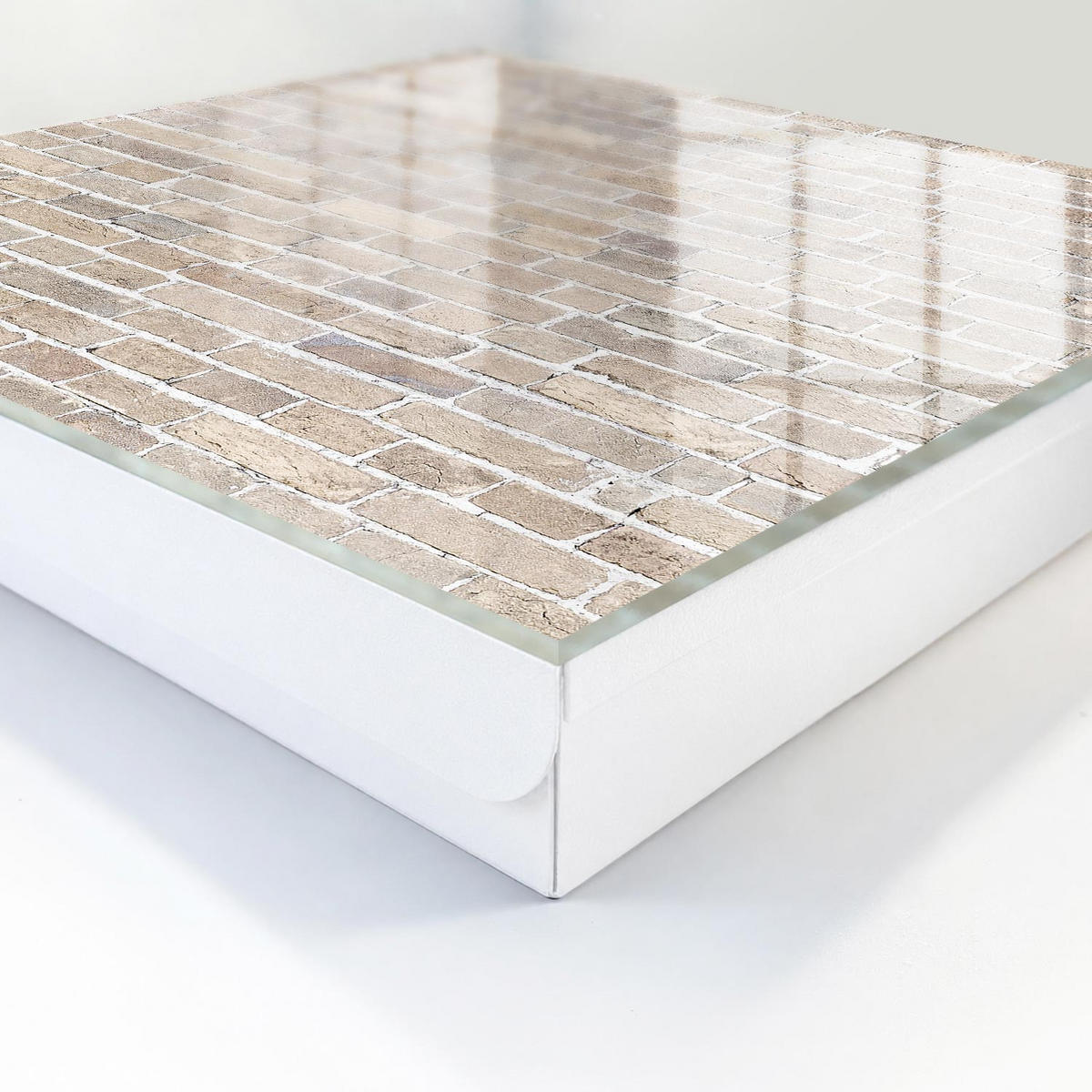 SCHLÜSSELBOX Weiß 30x30 cm – Türöffnung nach rechts - Ziegelzusammensetzung - Beige, Metall (30/30/5cm) - TULUP