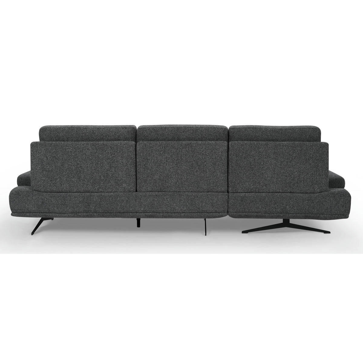 ECKSOFA Webstoff Grau - Schwarz/Grau, Textil/Metall (304/176cm) - Furnhouse