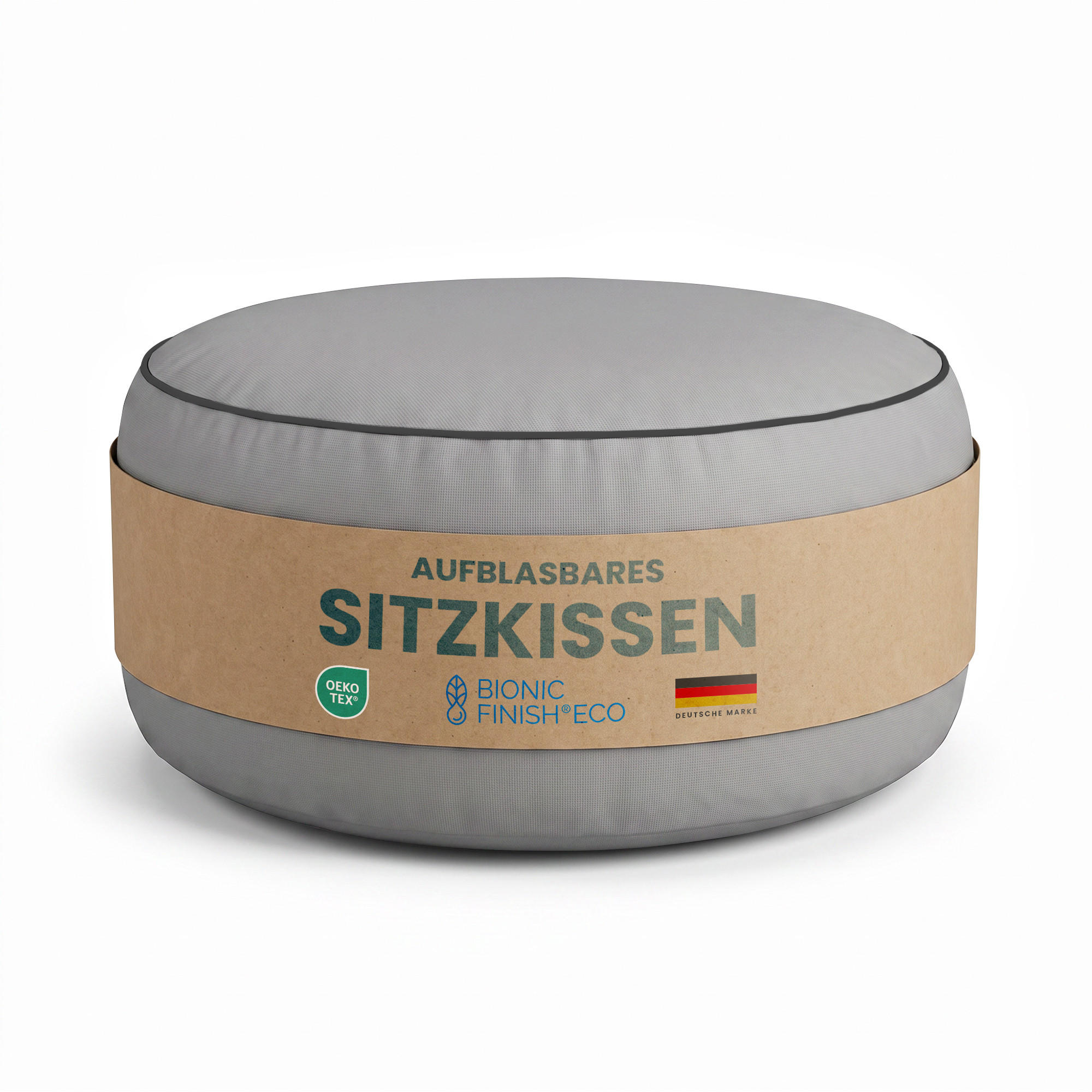 SITZKISSEN Outdoor aufblasbar Ø54x26 cm Hellgrau - Hellgrau, Textil (54/26/54cm) - Arsvita
