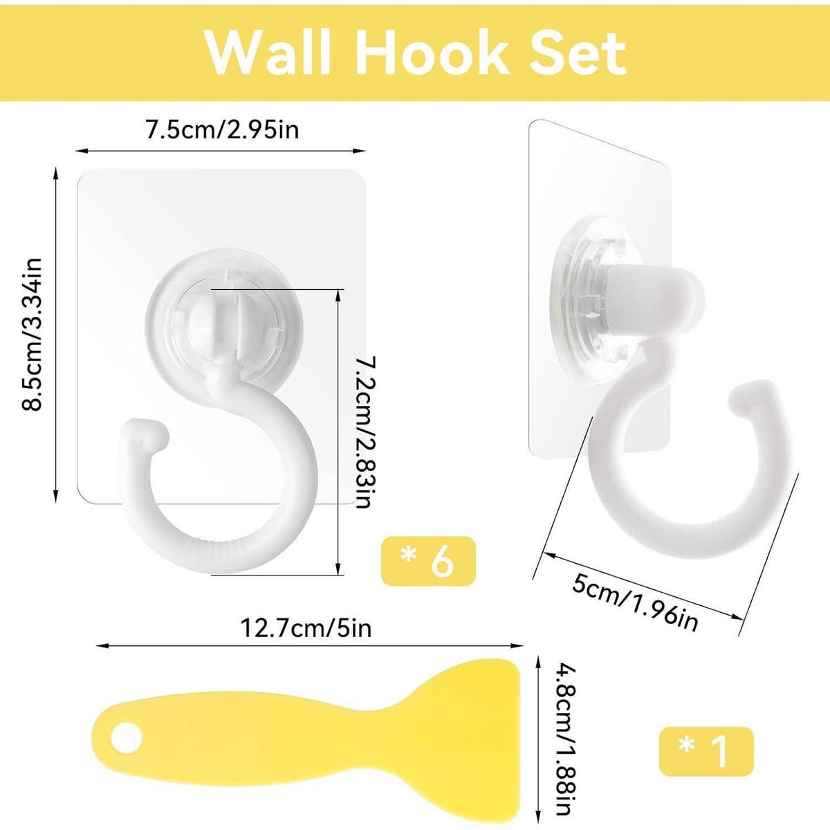 HAKEN 6-teiliges Set 360° drehbar selbstklebend - Weiß, Kunststoff (7.2/5/7.5cm)