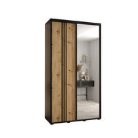 SCHWEBETÜRENSCHRANK 235,2/140/45 2-türig - Schwarz/Eiche Artisan, Holz/Metall (140/235/45cm) - Abiks Möbel