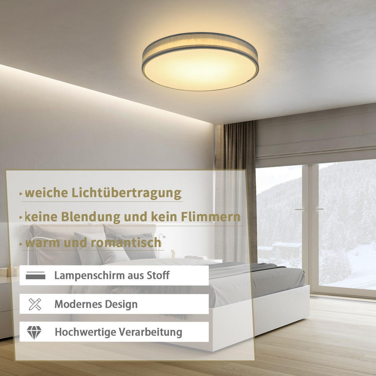 LED-DECKENLEUCHTE Debra 38/38/6 cm - Grün, Textil (38/38/6cm) - Nettlife