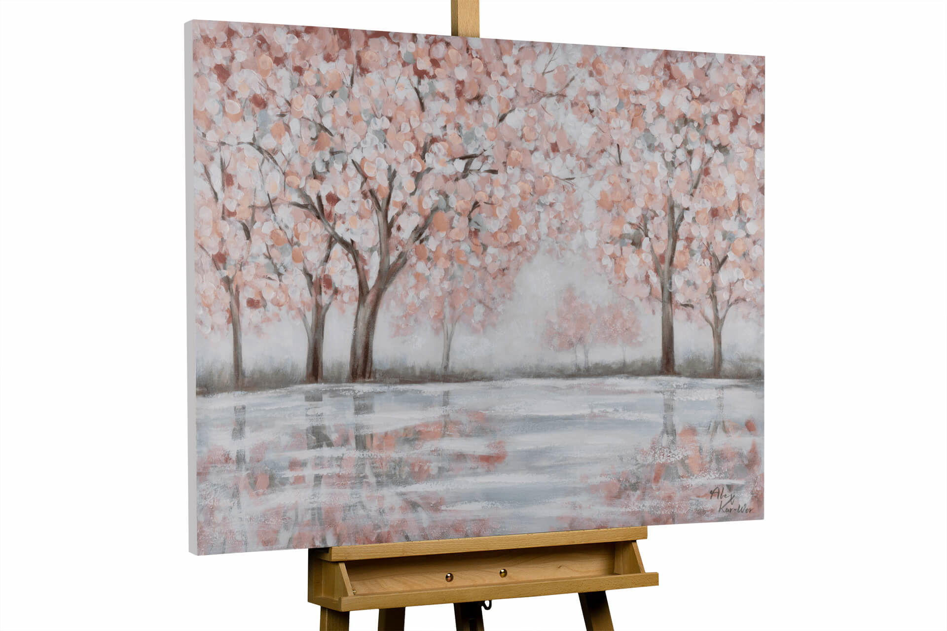 ACRYLBILD HANDGEMALT 100/75 cm - Pink/Grau, Holz/Textil (1.8/75cm) - KUNSTLOFT