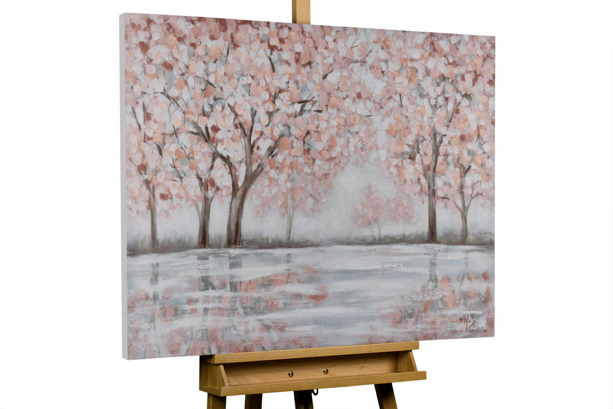 ACRYLBILD HANDGEMALT 100/75 cm - Pink/Grau, Holz/Textil (1.8/75cm) - KUNSTLOFT