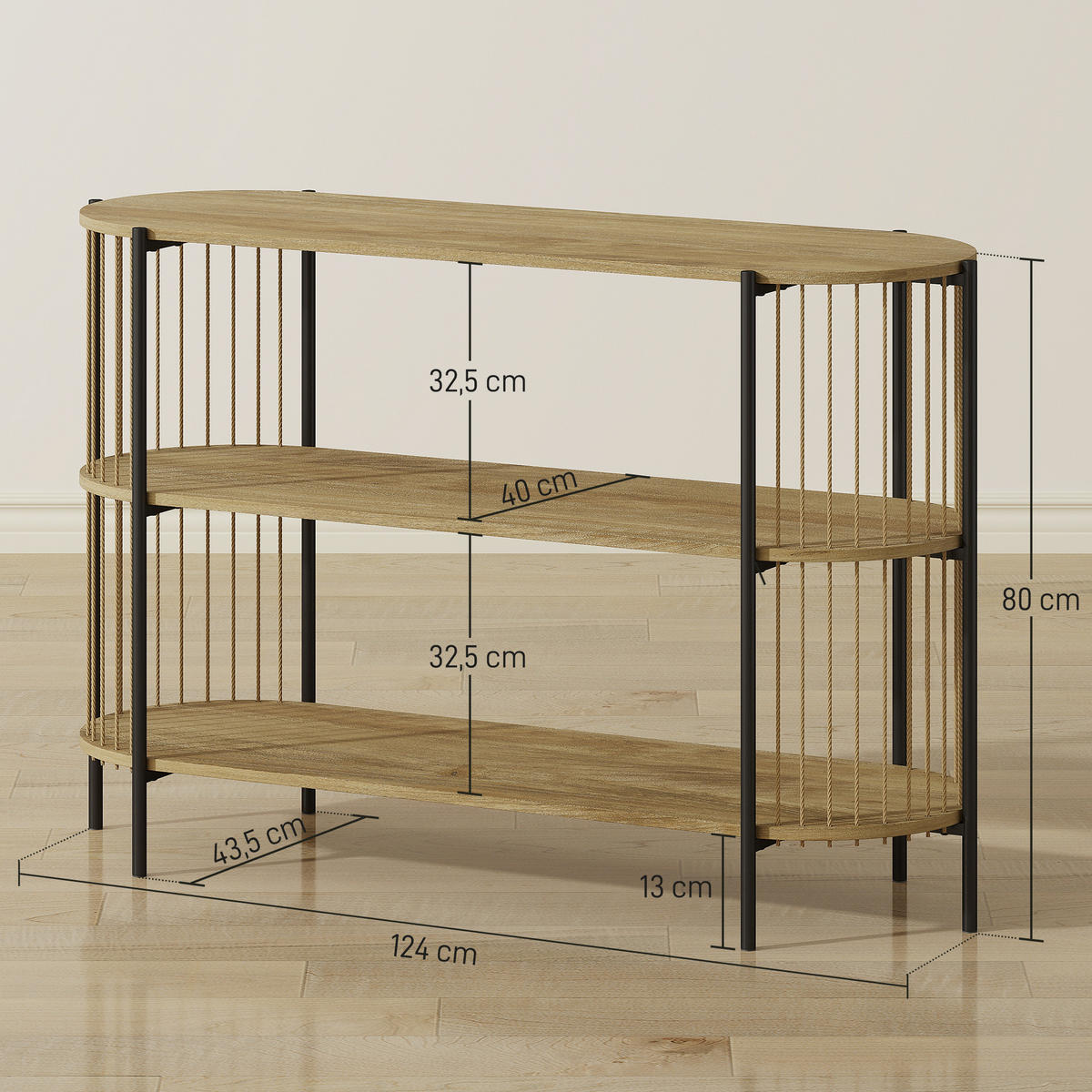 KONSOLENTISCH Naturholz MDF Stahl 1 Stück - Beige, Kunststoff (124/43.5/80cm) - GiPP