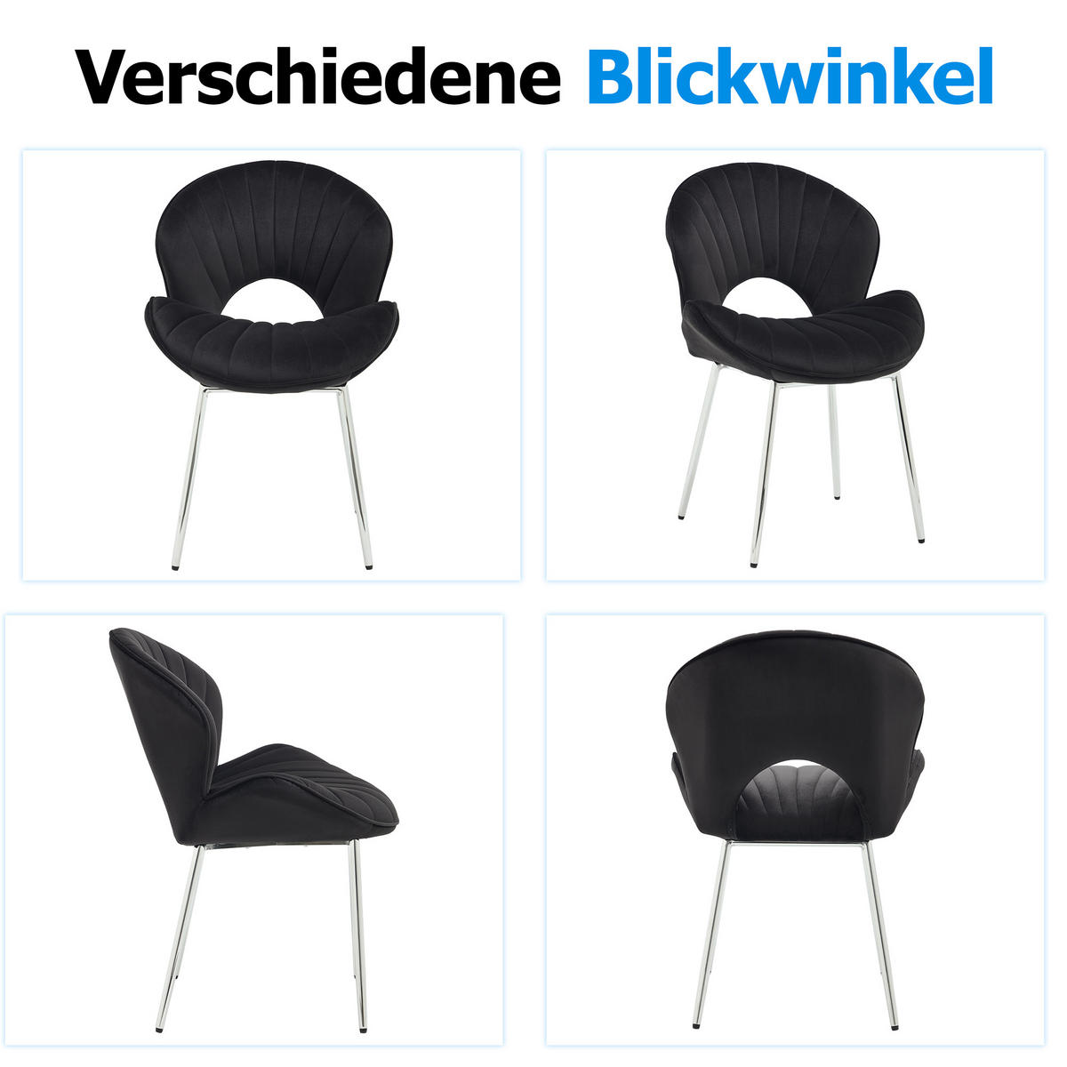 ARMLEHNSTUHL-SET DE-36441 2 Stück mit durchbrochener Rückenlehne Schwarz - Schwarz, Metall (62.5/83/53cm) - ComfortXL